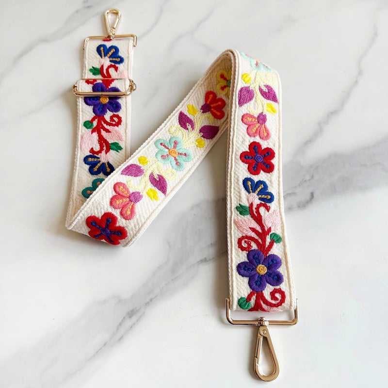 TCOMVEZ Embroidery Flower Purse Strap Replacement Crossbody for Handbags Women Guitar Strap 2 inch Wide Adjustable Bag Straps - Image 5